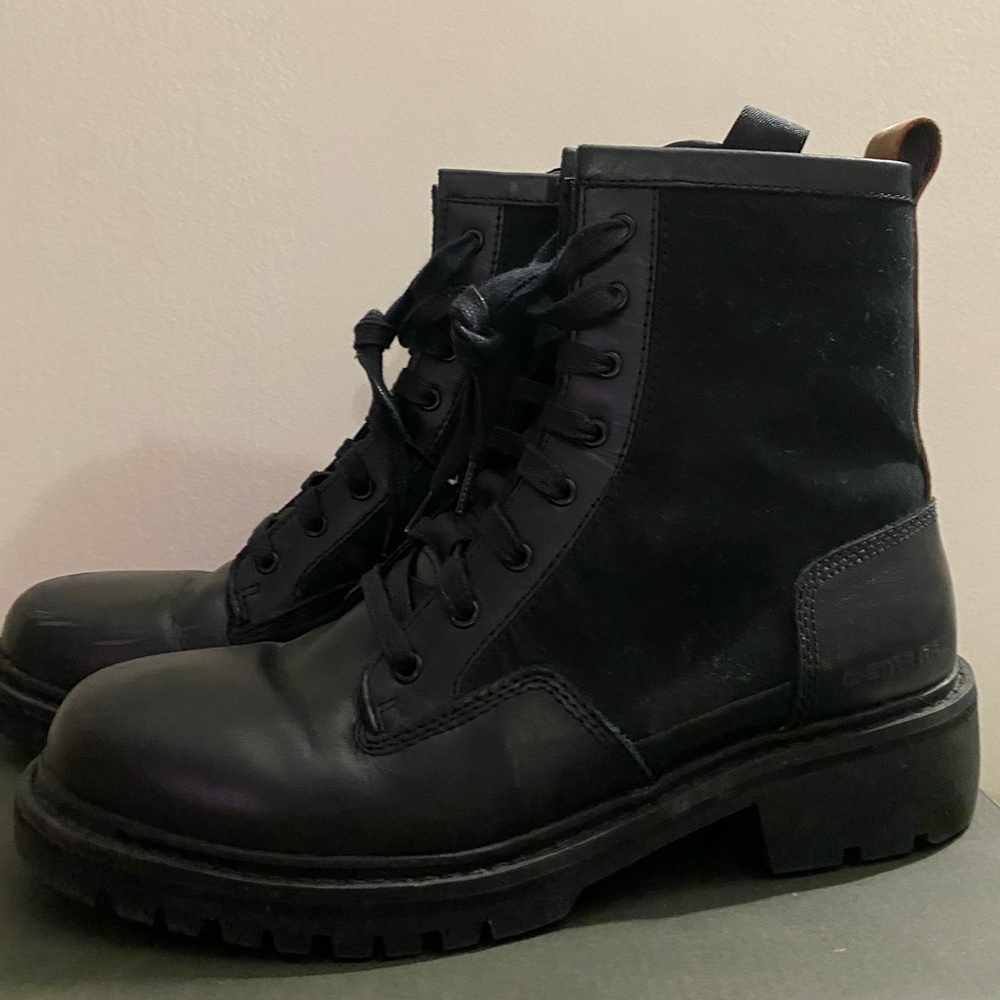 black g-Star RAW leather core boots